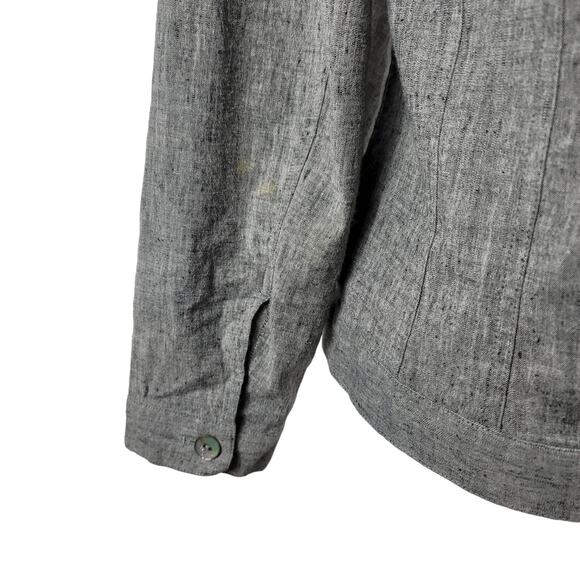 Chico's Design Linen Blend Heathered Grey Abalone Shell Buttons Shacket 3/L - Picture 4 of 6